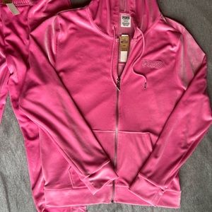 NWT VS PINK Velour Hoodie Zip Jacket and matching joggers